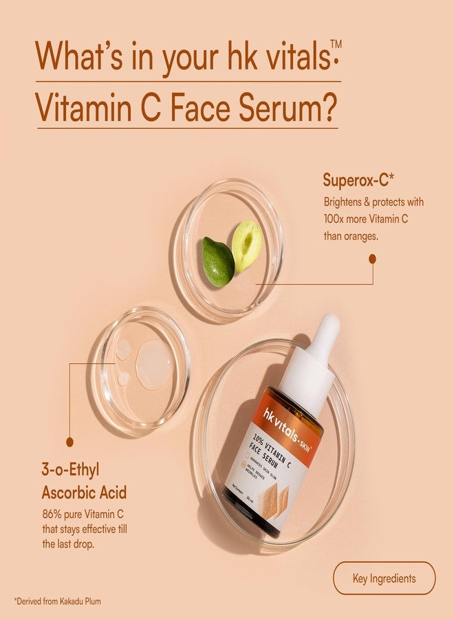 hk vitals 10% Vitamin C Face Serum (30 ml) | With Superox-C & 3-o-Ethyl Ascorbic Acid | Brightens Skin, Evens Out Skin Tone, Reduces Wrinkles - Image 5
