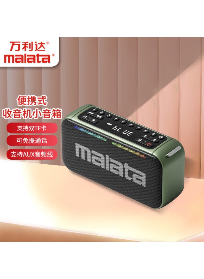A95 Portable Flash Drive, Personal Audio Player, Outdoor Wireless Bluetooth Rechargeable Speaker, Mini Fm Radio, Semiconductor, Gift For Elderly, Radio, Green - Image 1
