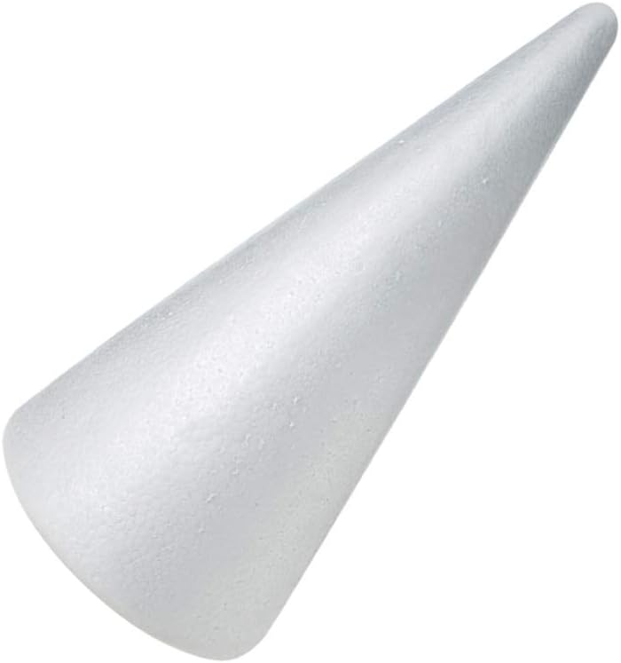 comfrt 2pcs Craft Foam Cone White Styrofoam Cones for DIY Craft Christmas Tree Cones Modeling Craft Floral Arranging Christmas Tree Table Centerpiece 38x13.5cm - Image 1