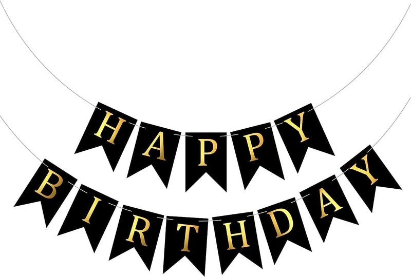 YLmeet Happy Birthday banner background colorful decorations birthday signs party supplies backyard decoration birthday banner bunting Black - Image 1