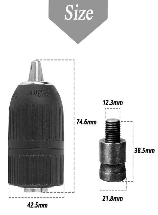 Mesee 2-13mm Capacity Keyless Drill Chuck Adapter, 1/2-20UN Mount Thread Impact Quick Change Conversion Tool for Air Impact Wrench - Image 2