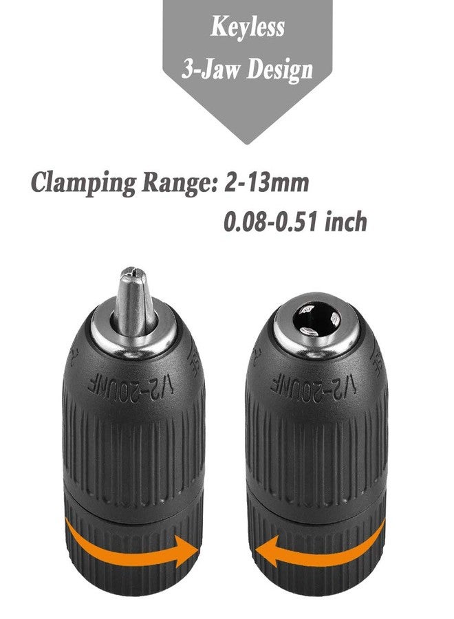 Mesee 2-13mm Capacity Keyless Drill Chuck Adapter, 1/2-20UN Mount Thread Impact Quick Change Conversion Tool for Air Impact Wrench - Image 3