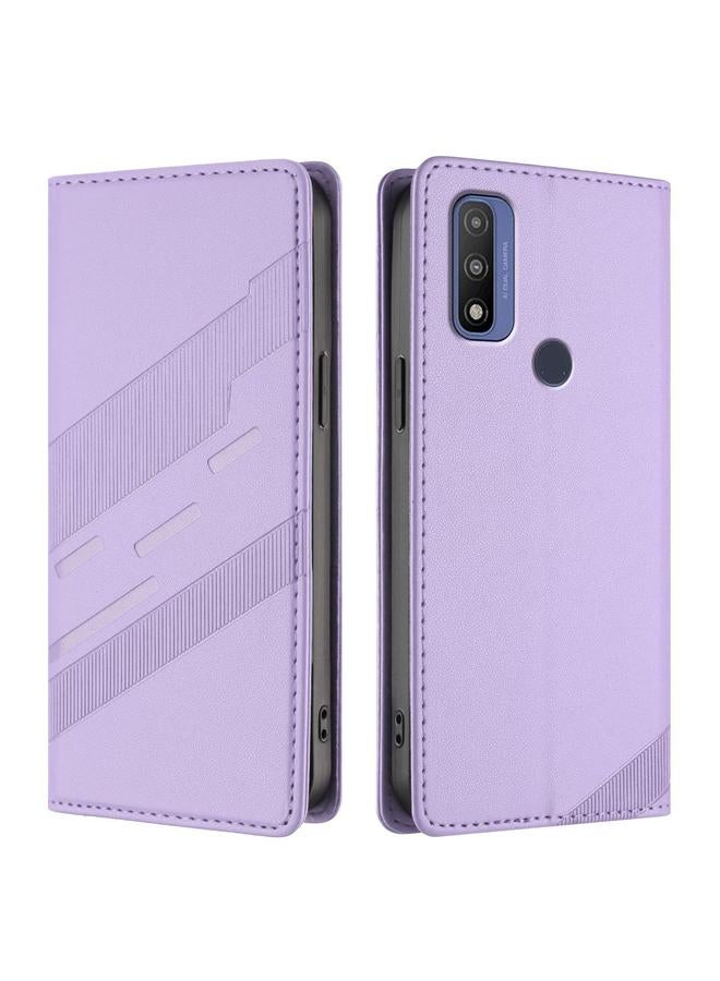 اس-توب جراب لهاتف Motorola Moto G Pure Embossed متعدد الوظائف مصنوع من الجلد بتصميم كلاسيكي - Image 2