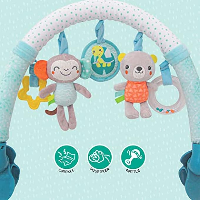 JUNGLE FRIENDS ACTIVITY TOY BAR, HANGING TOY, PLAY ARCH STROLLER CRIB PRAM ACTIVITY BAR, PLUSH TOY 0M+ - JUNGLE FRIENDS - Image 3