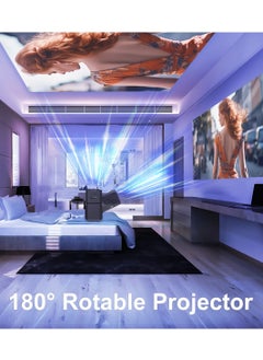 DIGI CORE New HY320 Portable Auto Keystone Projector, Native 1080P Smart Projector FHD 4K Supported 10000 Lumens With WiFi 6, BT 5.0, 180 Degree Rotation, Built-in Android 11.0 Built In Speaker Video Projector Outdoor Projector 390 ASNI Compatible With TV Stick/HDMI/USB/PS5/iOS/PS4 Black  - Image 3