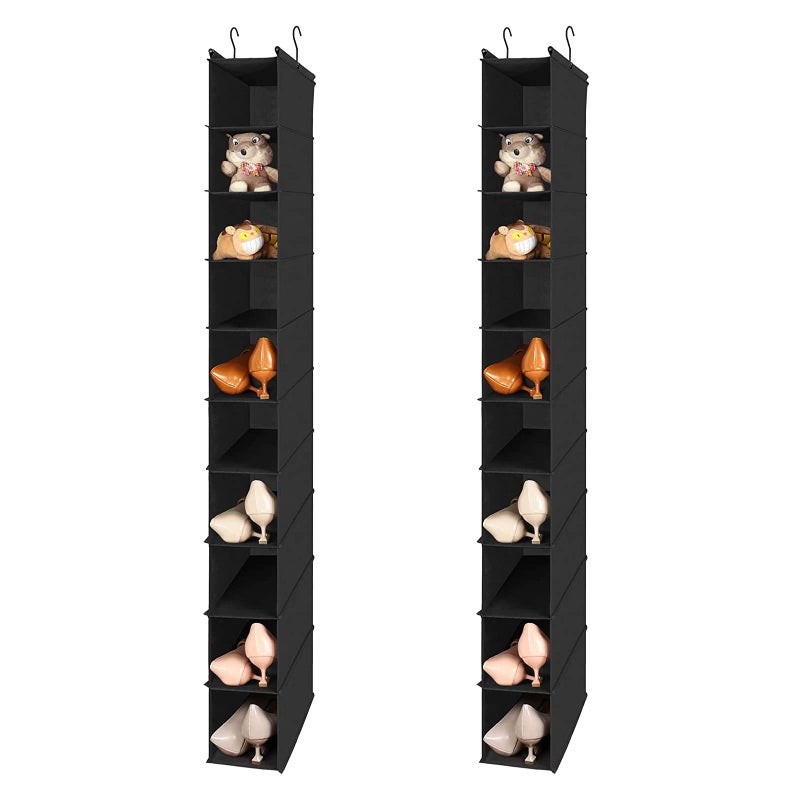 MAX Houser 10-Shelf Hanging Shoe Shelf Organizer, Hanging Shoe Storage for Closet,Pack of 2 (Black) - Image 1