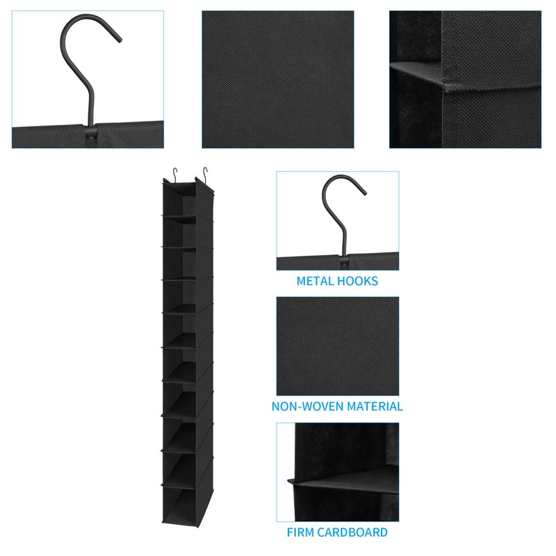 MAX Houser 10-Shelf Hanging Shoe Shelf Organizer, Hanging Shoe Storage for Closet,Pack of 2 (Black) - Image 4
