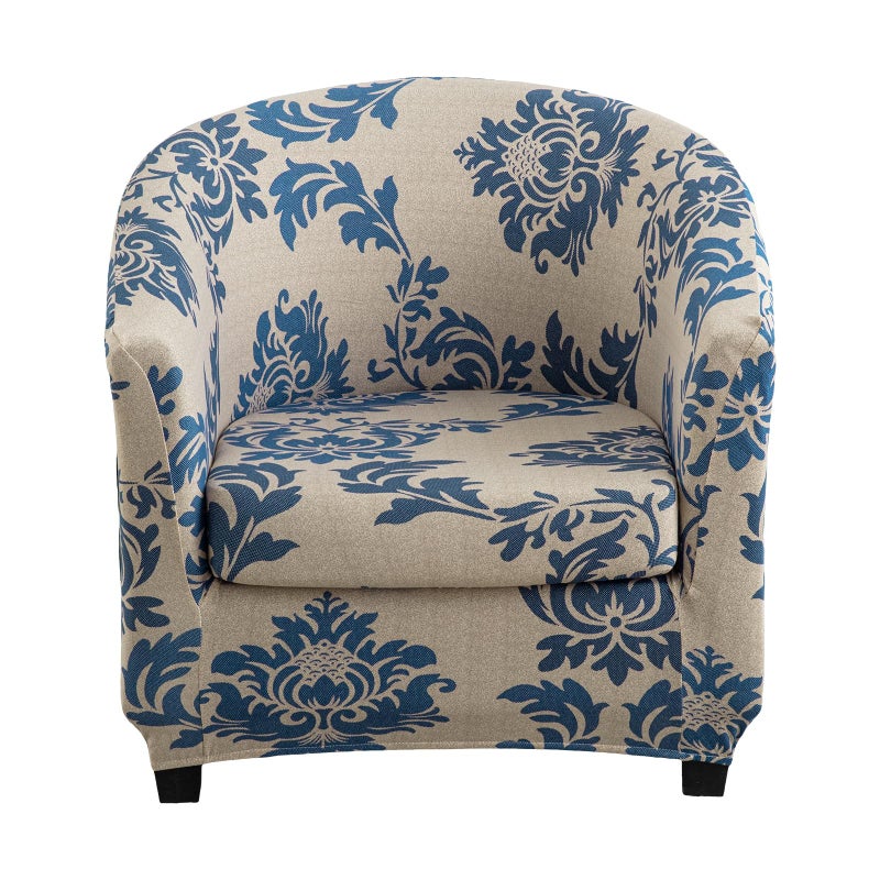 KRFOONN Club Chair Slipcover 2 Piece Stretch Printed Round Barrel Chair Covers Removable Tub Chair Slipcover with Elastic Bottom Chair Coverings Furniture Protector Cover for Living Room, B13 - Image 1
