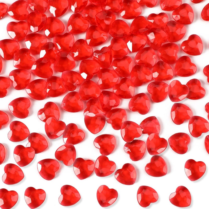 BOARDFEB 240 Pcs Red Acrylic Heart Translucent Crystals Gems 3D Shaped Rhinestones for Vase Filler Ice Rocks,Table Scatter, Party Wedding Arts Crafts Decoration - Image 1