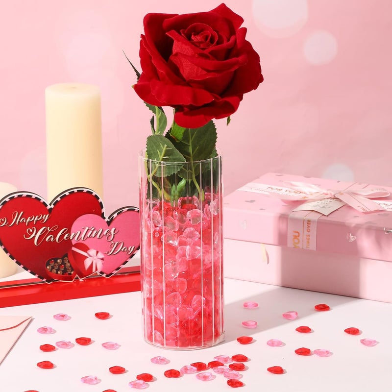 BOARDFEB 240 Pcs Red Acrylic Heart Translucent Crystals Gems 3D Shaped Rhinestones for Vase Filler Ice Rocks,Table Scatter, Party Wedding Arts Crafts Decoration - Image 5