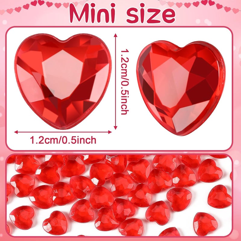 BOARDFEB 240 Pcs Red Acrylic Heart Translucent Crystals Gems 3D Shaped Rhinestones for Vase Filler Ice Rocks,Table Scatter, Party Wedding Arts Crafts Decoration - Image 4