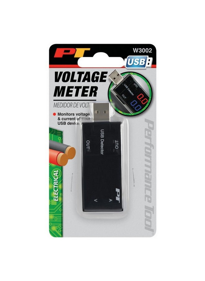 بيرفورمانس تول مقياس الجهد الكهربائي بعرض LED ثنائي اللون USB أسود 13.46 x 7.49 x 2.03 سم W3002  - Image 2