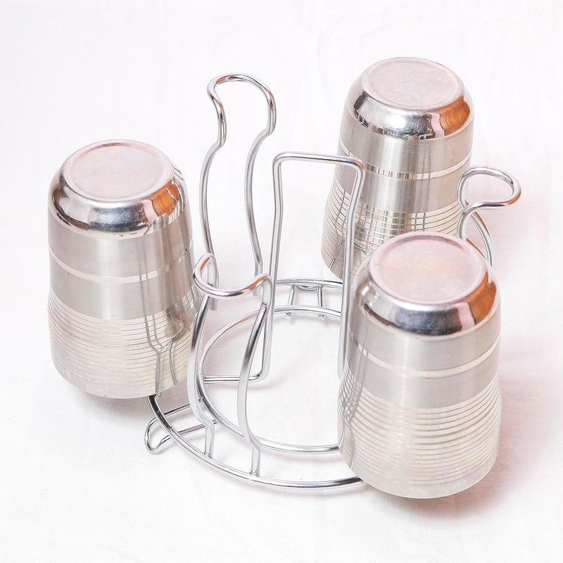 DIVI HOME DIVI HOMEStainless Steel 6 Lotus Glass Stand Tumbler Holder for Kitchen Dining Table  - Image 2