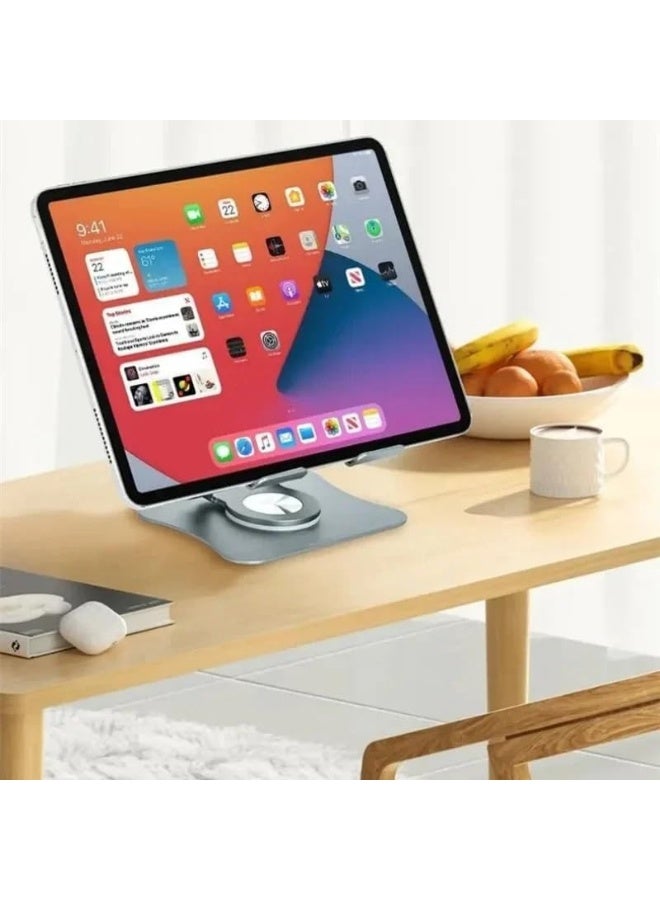 SAFENHAND Adjustable Laptop and Tablet Stand, 360 Rotating Base, Ergonomic Portable Foldable, Aluminum Laptop Stand with 360° Rotating Base, Ergonomic Computer Riser for Desk  - Image 2