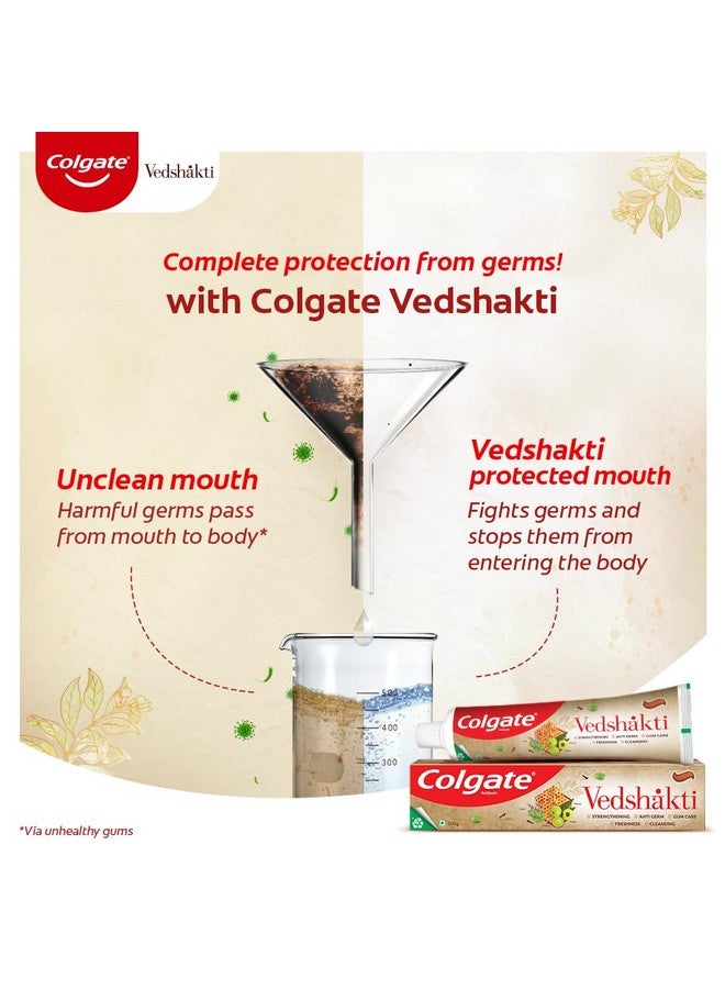 كولجيت معجون أسنان فيدشاكتي، معجون أسنان مضاد للبكتيريا لصحة الفم بالكامل ونفس منعش، بالنييم والقرنفل والعسل، 400 جرام، 200 جرام × 2 (عرض العبوة المشتركة) - Image 2
