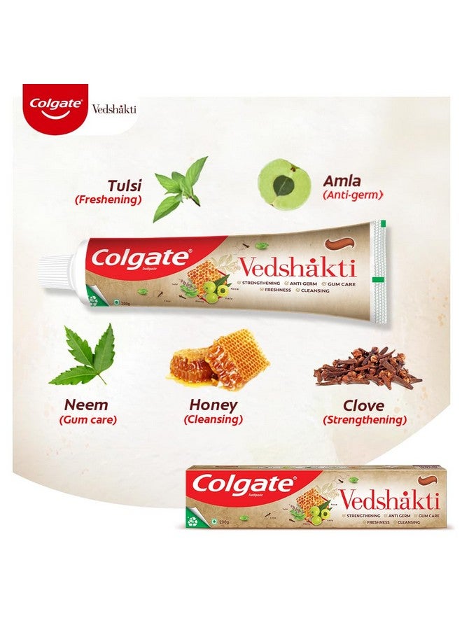 كولجيت معجون أسنان فيدشاكتي، معجون أسنان مضاد للبكتيريا لصحة الفم بالكامل ونفس منعش، بالنييم والقرنفل والعسل، 400 جرام، 200 جرام × 2 (عرض العبوة المشتركة) - Image 3