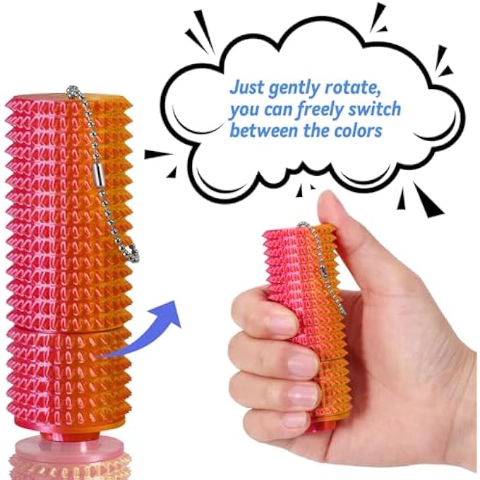 SASBSC Little Ouchies Fidget, 3pcs Pocket Fidget, Spiky Grippie Stim Keychain, Venting Key Pendant for Anxiety Relief Positive,Pain FidgetBlack+Orange+Pink - Image 4
