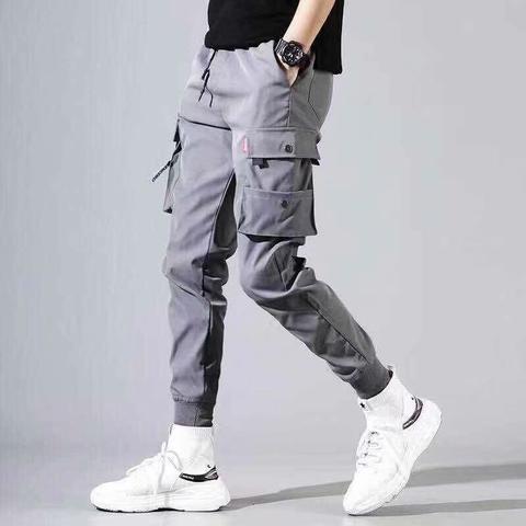 Mens Spring Summer Fashion Cargo Pants Leather rope  - Image 2