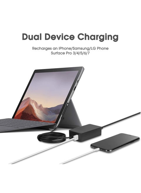 Surface Pro Charger, 65W Microsoft Surface Charger for Surface Pro 3/4/5/6/7/7+/8/9, Surface Laptop 1/2/3/4/5, Surface Go 1/2/3, Surface Book 1/2/3, Surface Laptop Go 1/2, Surface Laptop Studio