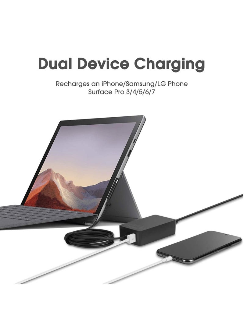 Surface Pro Charger, 65W Microsoft Surface Charger for Surface Pro 3/4/5/6/7/7+/8/9, Surface Laptop 1/2/3/4/5, Surface Go 1/2/3, Surface Book 1/2/3, Surface Laptop Go 1/2, Surface Laptop Studio