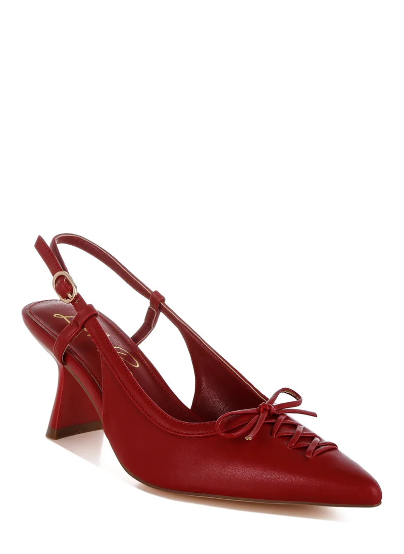 London Rag Kitten Heel Pointy Slingbacks in Red