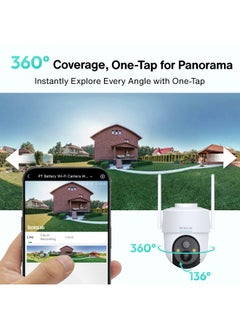 Botslab W313 Solar-Powered PTZ Security Camera | 2K Resolution, 360° Coverage, AI Human Detection, Full-Color Night Vision, 5200mAh Battery, IP65 Weatherproof  - Image 2