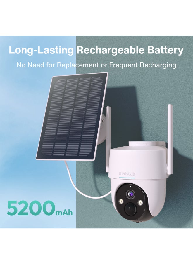 Botslab - W313 Solar-Powered PTZ Security Camera | 2K Resolution, 360° Coverage, AI Human Detection, Full-Color Night Vision, 5200mAh Battery, IP65 Weatherproof - Image 1