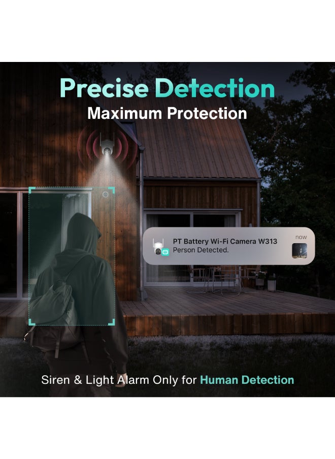 Botslab - W313 Solar-Powered PTZ Security Camera | 2K Resolution, 360° Coverage, AI Human Detection, Full-Color Night Vision, 5200mAh Battery, IP65 Weatherproof - Image 1