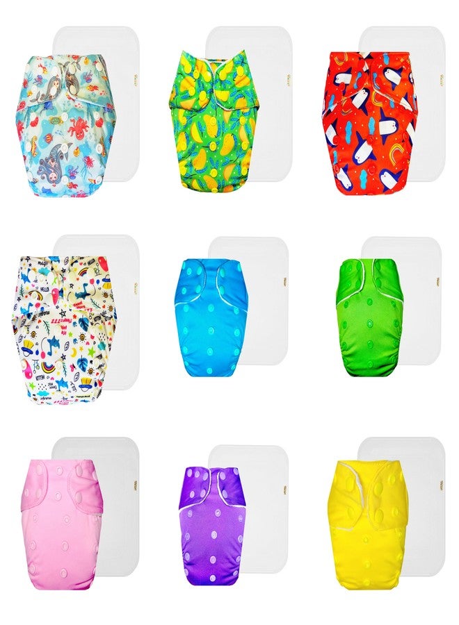 Dumbledo Premium Cloth Diaper with Cotton Insert (Pack of 9) | Hypoallergenic | Breathable | Easy to Clean | Perfect for Indian Summers | 3 Months - 3 Years | Unisex Baby - Image 1