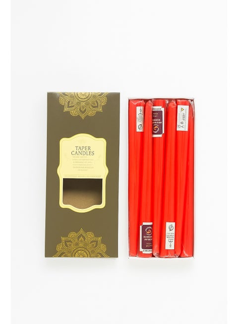Taper Candles, Wax – Red, Set of 12