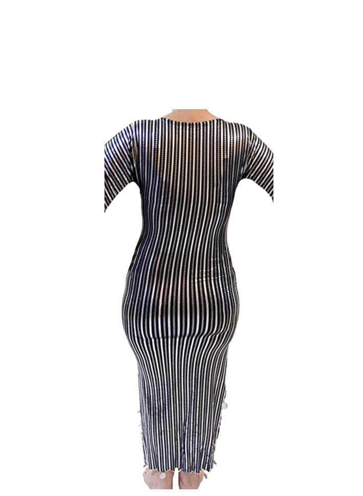 زي  شرقي للرقص الشرقي من الجلابية مصنوع يدويا للنساء (اسود × فضي) قياس واحد-العلامة التجارية غير محدد - Image 4