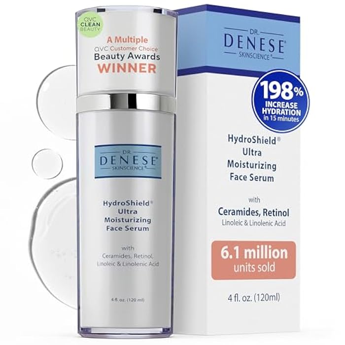 Dr. Denese SkinScience HydroShield Ultra Moisturizing Face Serum 4 oz – Retinol & Ceramide Formula for Deep Moisture, Smooth Radiant Skin, Fine Line Care – Dermatologist-Tested & Cruelty-Free - Image 1