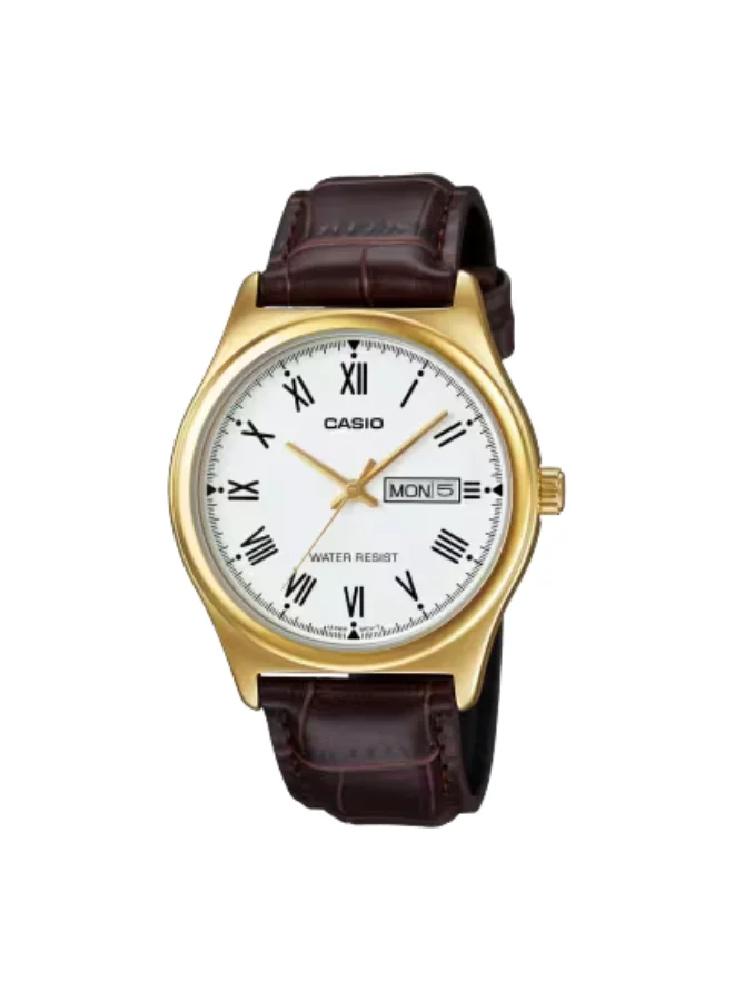 CASIO Men's Leather Analog Watch MTP-V006GL-7B - 38 mm