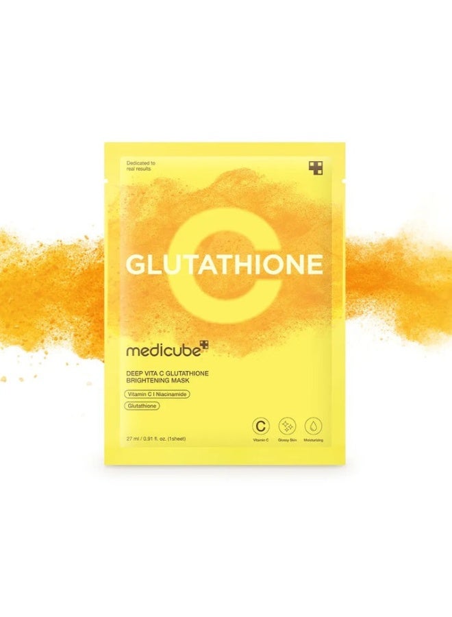 Medicube قناع ديت فيتا سي جلوتاثيون المشرق، قناع ورقي بفيتامين سي للبقع الداكنة والبشرة الباهتة، قناع وجه معزز للإشراق مع جلوتاثيون للحصول على لون بشرة متساوي وملمس ناعم، العناية بالبشرة الكورية - Image 2