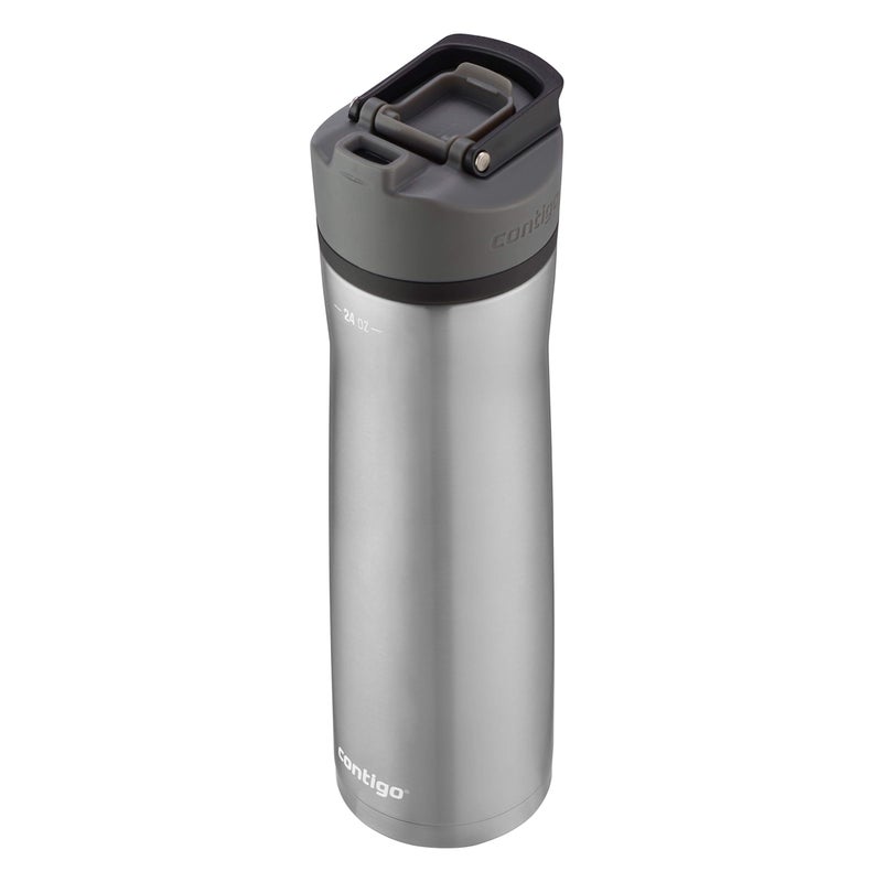 Contigo Cortland Chill 2.0 Vacuum-Insulated Stainless Steel Water Bottle, Spill-Proof Sip Technology, Interchangeable Lid, 24oz, Steel/Licorice, Perfect for Fitness Travel Everyday Use - Image 2