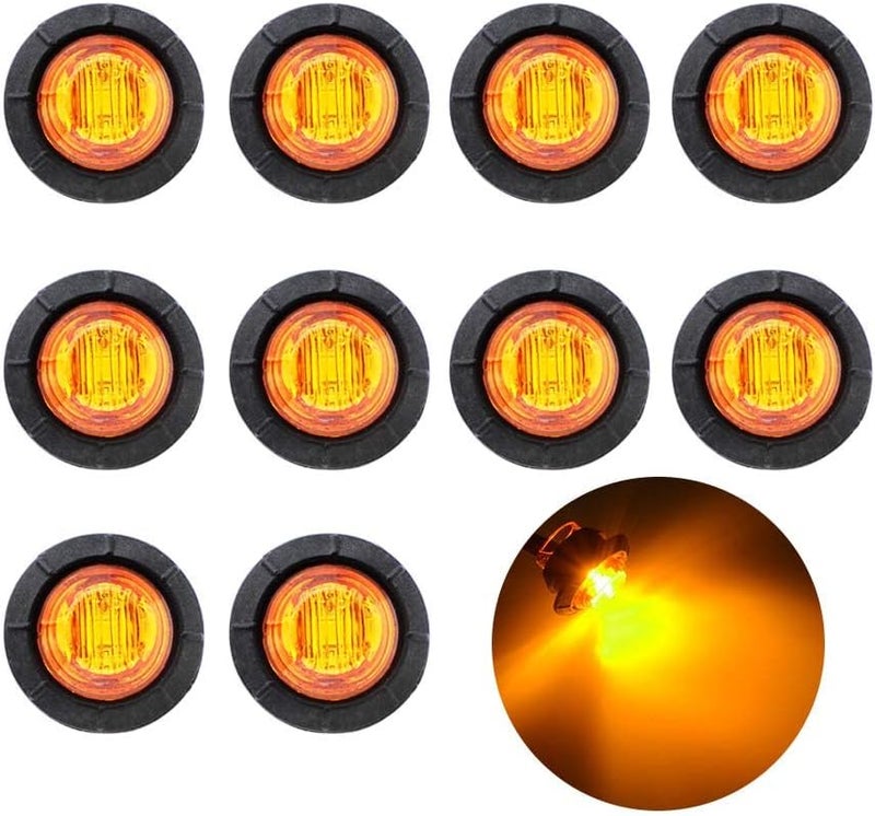 TMH 3/4 Inch Mount 10 pcs Amber LED Clearance Bullet Side LED Marker Lights for Trailer Truck RV Car Bus Van (Pack of 10) - Image 1