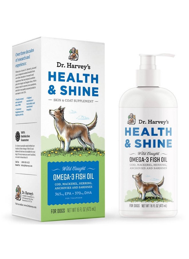 دي آر. هارفي زيت السمك أوميجا 3 من دكتور هارفي لصحة وتألق الكلاب من سمك القد البري والماكريل والرنجة والأنشوجة والسردين - يدعم الفراء الجميل والمفاصل القوية ويخفف من الحكة والحساسية (16 أونصة سائلة) - Image 1