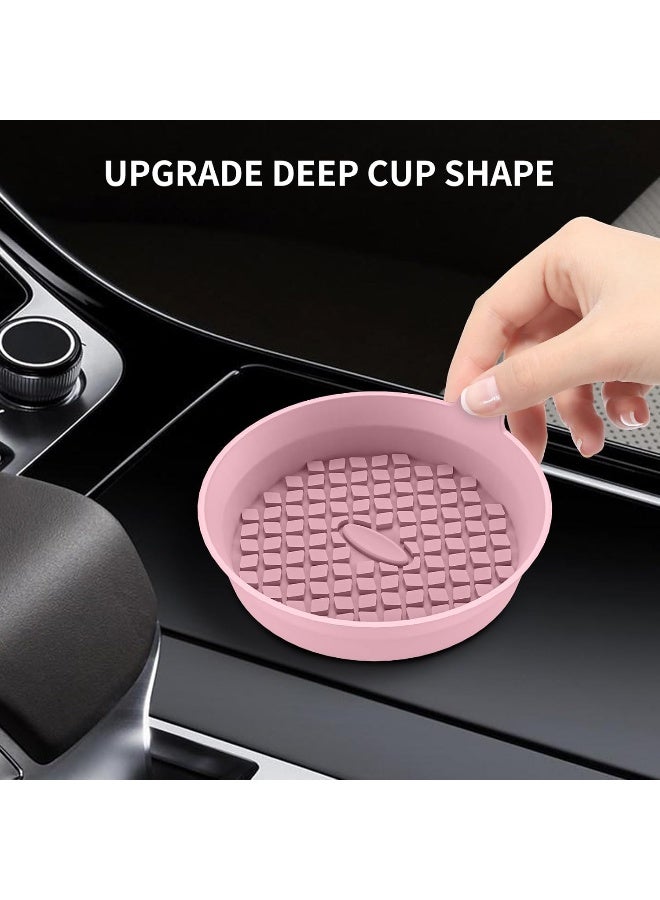 ME.FAN Car Coasters [4 Pack] Silicone Car Cup Coasters/Cup Mats - Universal Non-Slip Recessed Car Interior Accessories - Car Cup Holder Insert Coasters Dusty Rose - Image 4