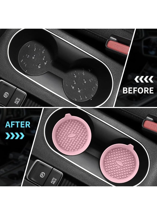 ME.FAN Car Coasters [4 Pack] Silicone Car Cup Coasters/Cup Mats - Universal Non-Slip Recessed Car Interior Accessories - Car Cup Holder Insert Coasters Dusty Rose - Image 5