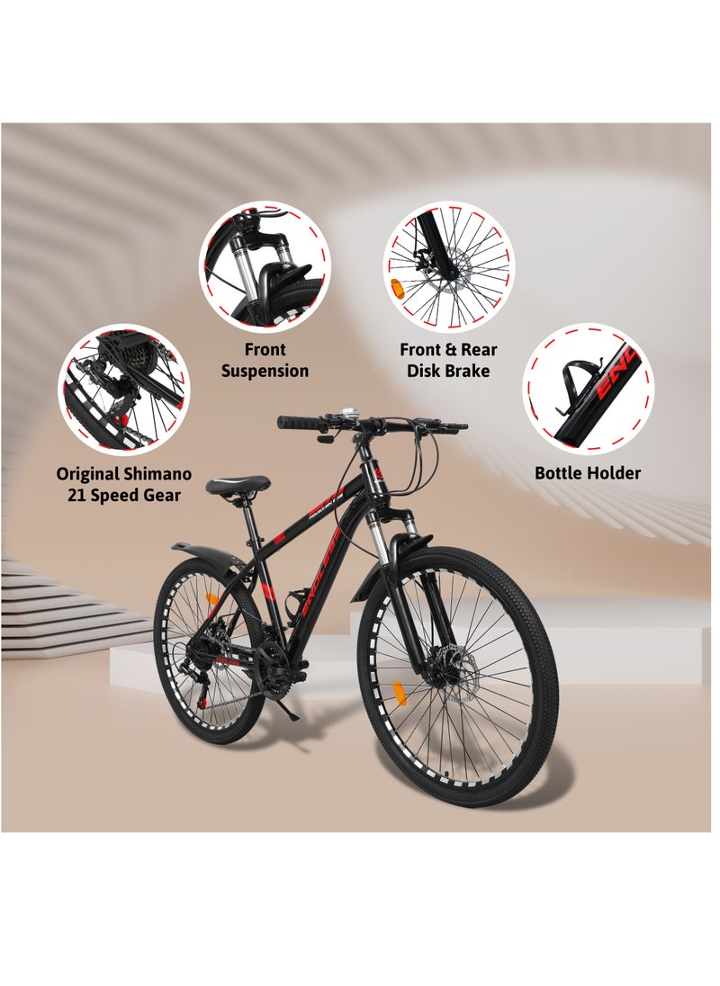ENDLESS  High Carbon Steel 17" Frame, 26" Wheels Mountain Bike with Shimano Altus 21 Speed Gear Shifter for Adults|Disc Brakes, Adjustable Seat, All Terrain Tyres, Suspension MTB Cycle for Men & Women  - Image 2