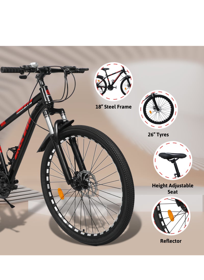 ENDLESS  High Carbon Steel 17" Frame, 26" Wheels Mountain Bike with Shimano Altus 21 Speed Gear Shifter for Adults|Disc Brakes, Adjustable Seat, All Terrain Tyres, Suspension MTB Cycle for Men & Women  - Image 3
