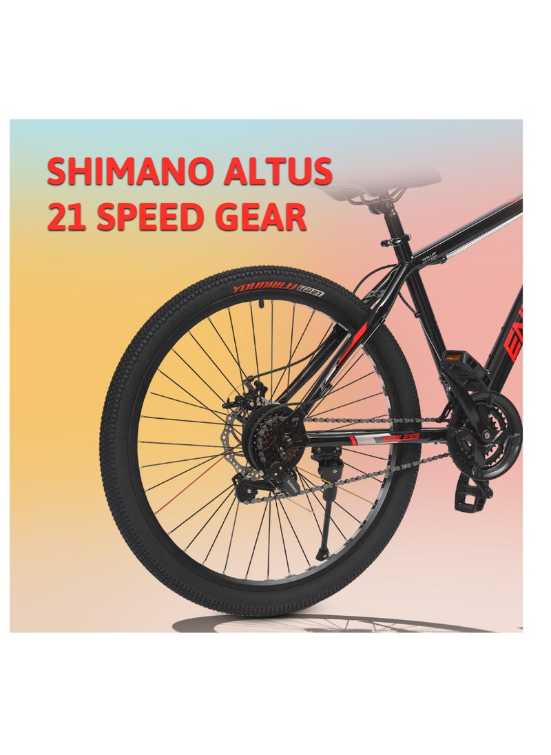 ENDLESS  - High Carbon Steel 17" Frame, 26" Wheels Mountain Bike with Shimano Altus 21 Speed Gear Shifter for Adults|Disc Brakes, Adjustable Seat, All Terrain Tyres, Suspension MTB Cycle for Men & Women - Image 1