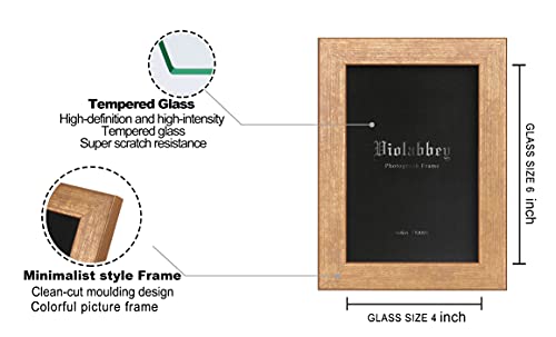 VIOLABBEY 4x6 Picture Frames Set of 4, Colorful Photo Frame of Modern Style, High Definition Tempered Real Glass, Wall Mounted or Tabletop Display (Gold+Red) - Image 3
