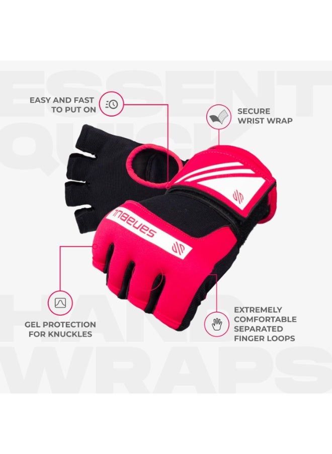 Sanabul  Gel Hand Wraps for Boxing Gloves | MMA Muay Thai Kick Boxing Quick Wraps for Men & Women | Inner Boxing Hand Wrap for Gloves | Padded Knuckle Wrist Wrap (Pink/White)-Small - Image 4