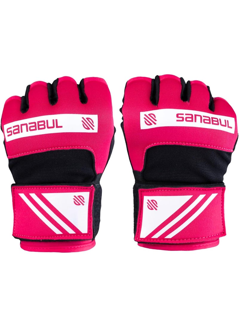 Sanabul  Gel Hand Wraps for Boxing Gloves | MMA Muay Thai Kick Boxing Quick Wraps for Men & Women | Inner Boxing Hand Wrap for Gloves | Padded Knuckle Wrist Wrap (Pink/White)-Small - Image 2