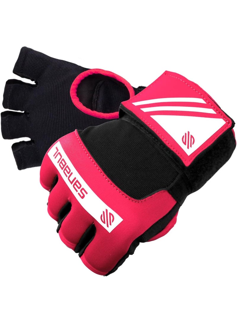 Sanabul  Gel Hand Wraps for Boxing Gloves | MMA Muay Thai Kick Boxing Quick Wraps for Men & Women | Inner Boxing Hand Wrap for Gloves | Padded Knuckle Wrist Wrap (Pink/White)-Small - Image 1