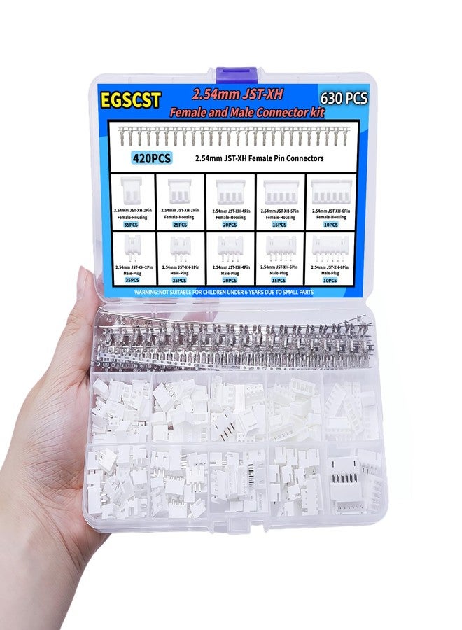 مجموعة موصلات JST XH من EGSCST، 630 قطعة، بموصلات طرفية لكابل محول XH2.54 مم، بمسافة 2.54 مم، تتضمن غلافًا أنثويًا وقابسًا ذكريًا من 2 إلى 6 دبابيس. - Image 5