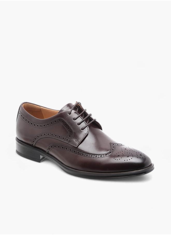 DUCHINI Men's Perforated Derby Shoes with Lace-Up Closure  - Image 2