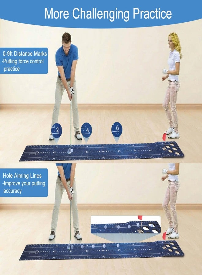 Chriiena Golf Putting Game Mat, Indoor Putting Green Set with 2 Balls, 1 Storage Bag, 1 Flag & Cup, Portable Pong Game Mat for Backyard Party Use - Image 4
