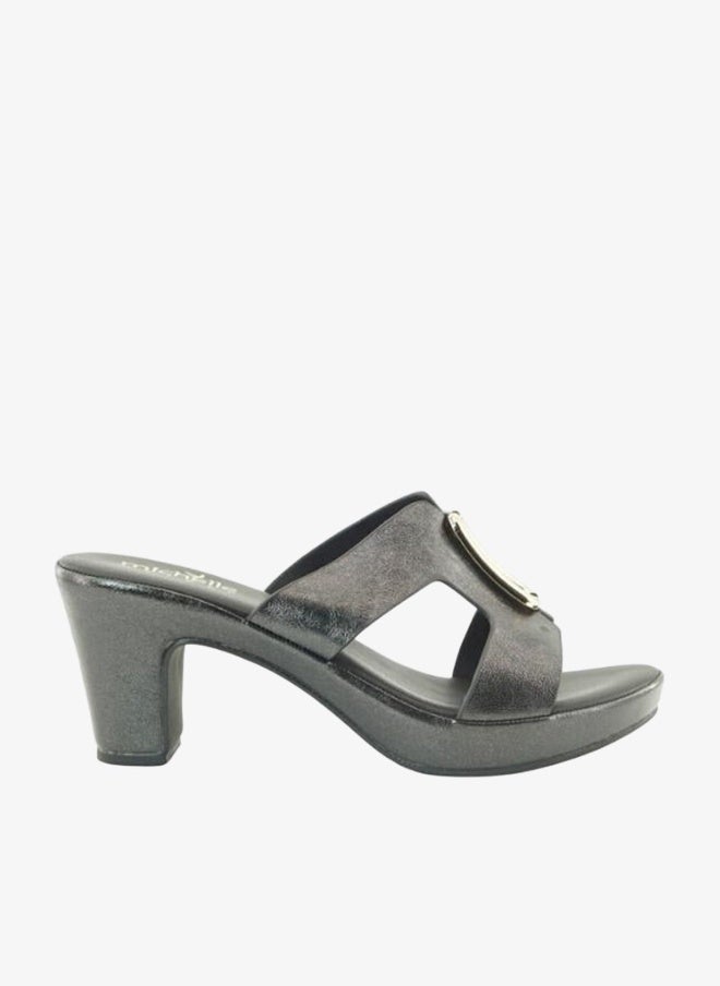 ميشيل مورجان 092-3098 Michelle Morgan Ladies Mid Heel Sandals 514ZD098 Black - Image 1